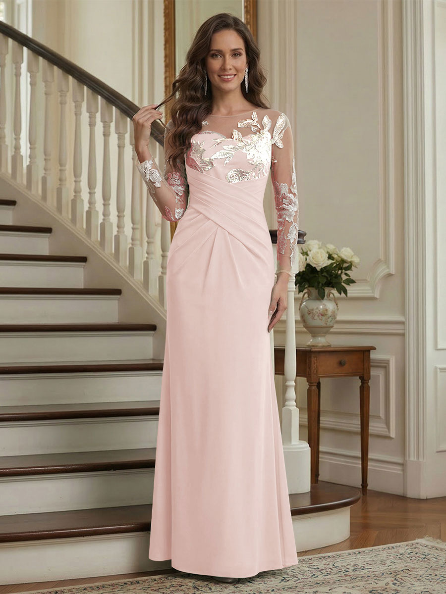 Victoria Rose Pearl Pink back view mother of the bride dress