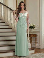 Victoria Rose Sage Green side view mother of the bride dress