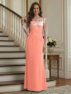 Victoria Rose Coral back view mother of the bride dress