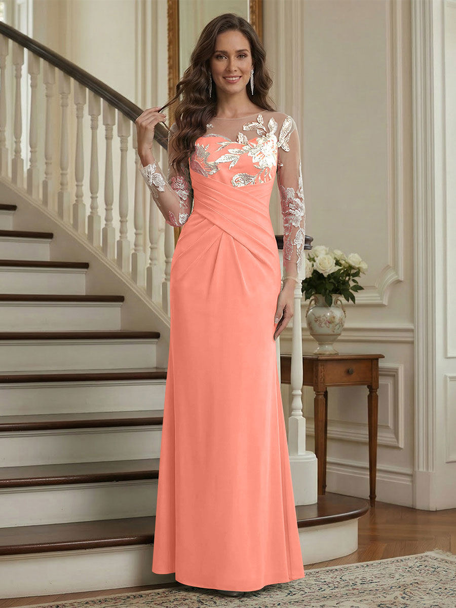 Victoria Rose Coral back view mother of the bride dress