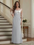 Victoria Rose Silver front view mother of the bride dress