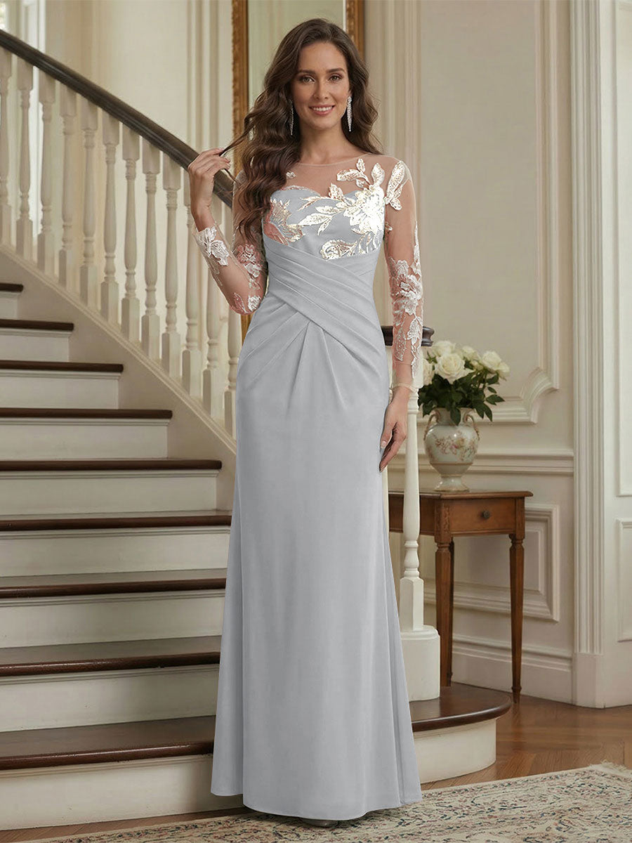Victoria Rose Silver front view mother of the bride dress