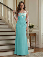 Victoria Rose Pool Blue back view mother of the bride dress