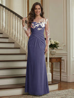Victoria Rose Dusty Blue back view mother of the bride dress