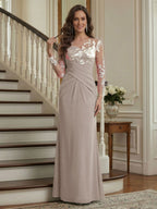 Victoria Rose Taupe front view mother of the bride dress