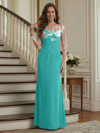 Victoria Rose Turquoise back view mother of the bride dress