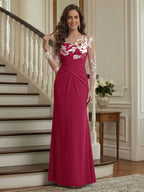 Victoria Rose Burgundy side view mother of the bride dress