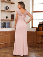Calista pearl pink back view mother of the bride dress