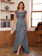 Calista grey front view mother of the bride dress