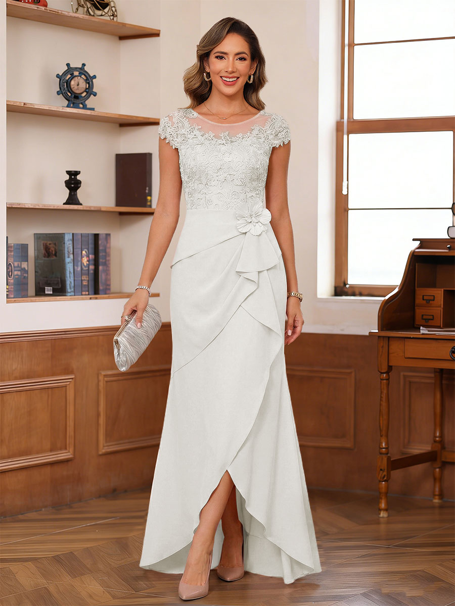 Calista ivory front view mother of the bride dress
