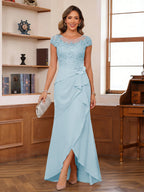 Calista sky blue front view mother of the bride dress