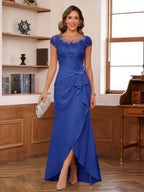 Calista royal blue alternate front view 2 mother of the bride dress