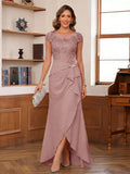 Calista mauve front view mother of the bride dress