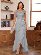 Calista silver front view mother of the bride dress