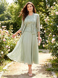 Briony Clare Sage Green front view mother of the bride dress