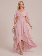 Sapphira Dusty Rose front view wedding guest dress