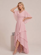 Sapphira Dusty Rose side view wedding guest dress