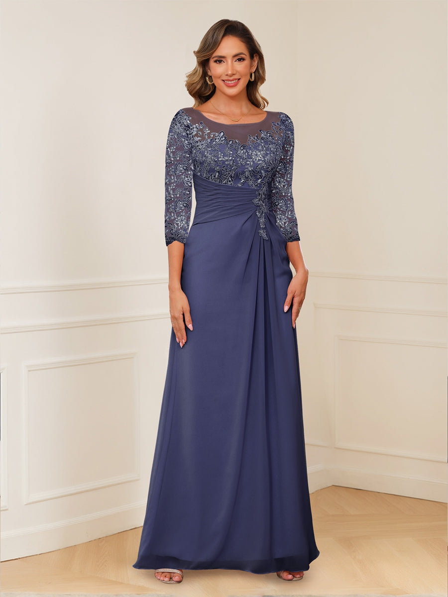 Rosalie dusty blue hem detail mother of the bride dress
