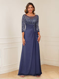 Rosalie dusty blue hem detail mother of the bride dress