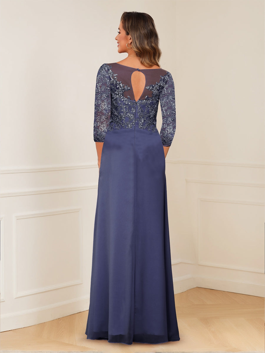 Josephine Cove Dusty Blue back view mother of the bride dress
