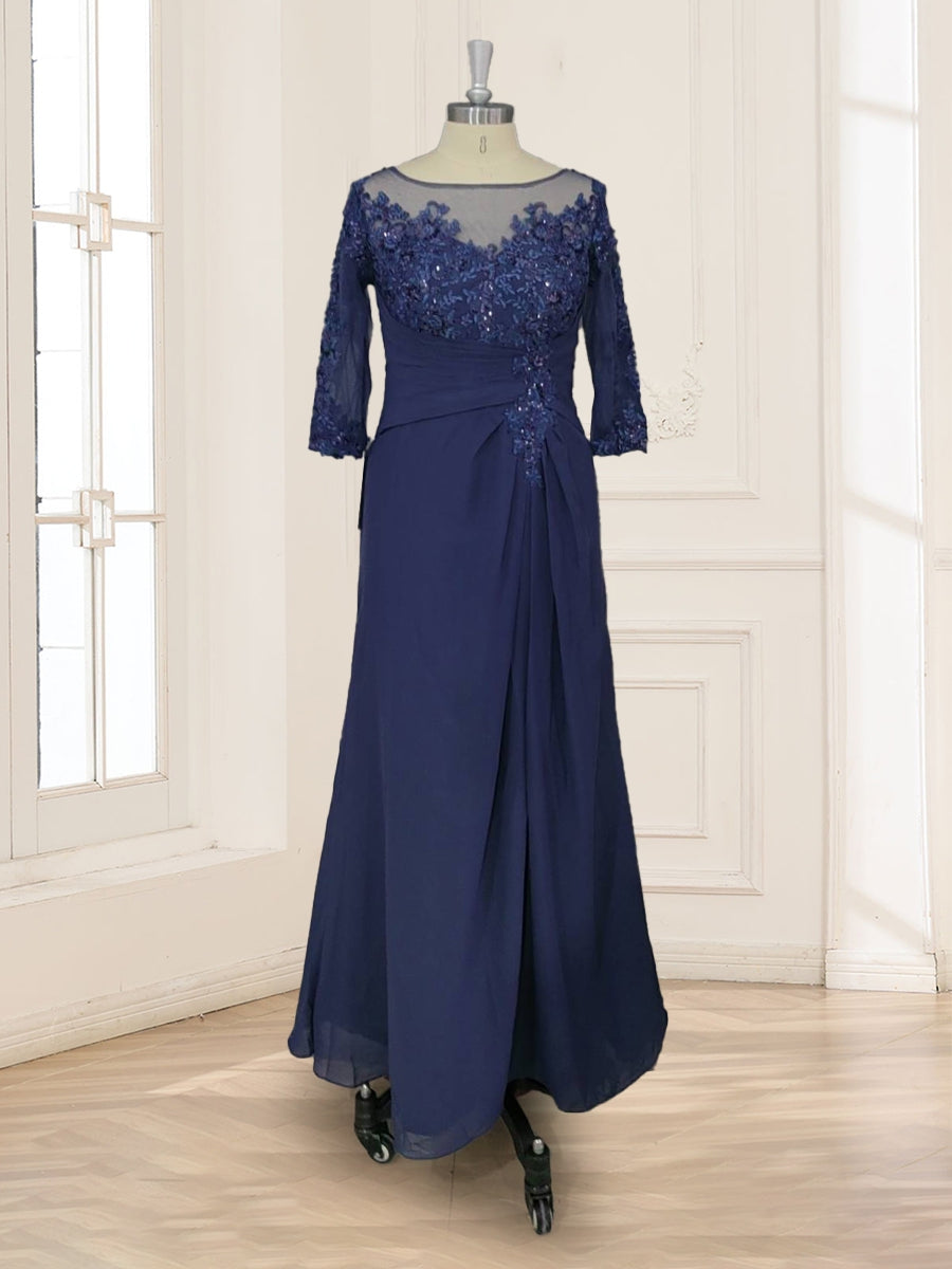 Josephine Cove Dusty Blue side view mother of the bride dress