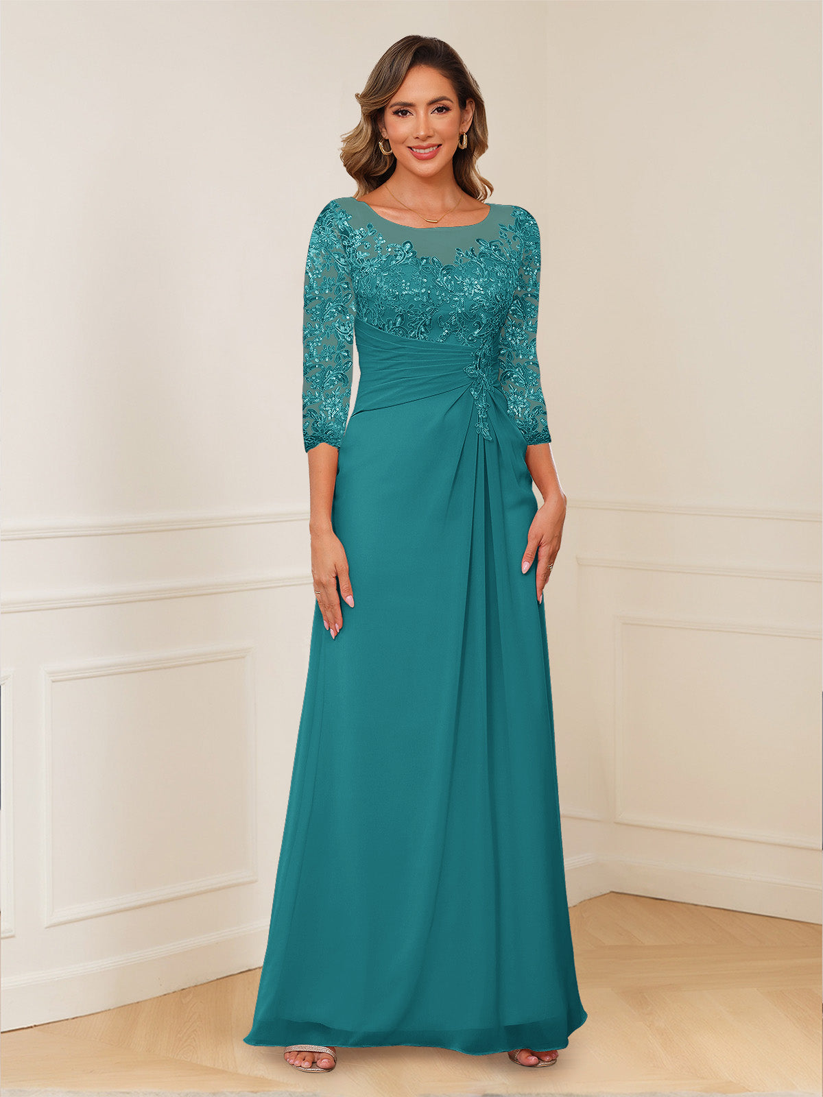 Rosalie pool blue alternate front view 2 mother of the bride dress