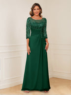 Josephine Cove Hunter Green front view mother of the bride dress