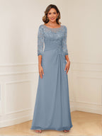 Rosalie dusty blue alternate front view 2 mother of the bride dress