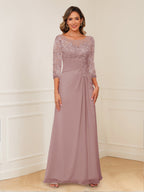 Josephine Cove Dusty Rose front view mother of the bride dress