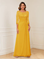 Rosalie gold front view mother of the bride dress
