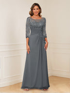 Josephine Cove Grey front view mother of the bride dress