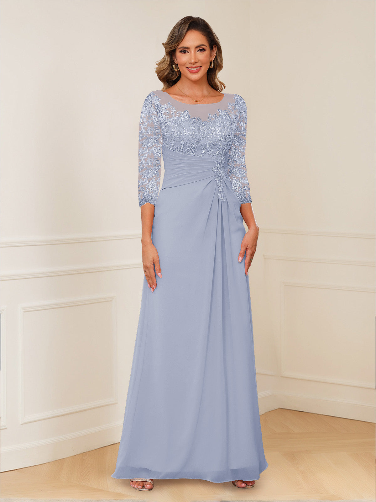 Rosalie lavender front view mother of the bride dress
