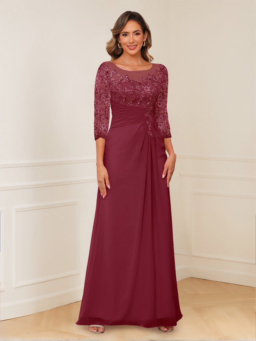 Josephine Cove Burgundy back view mother of the bride dress