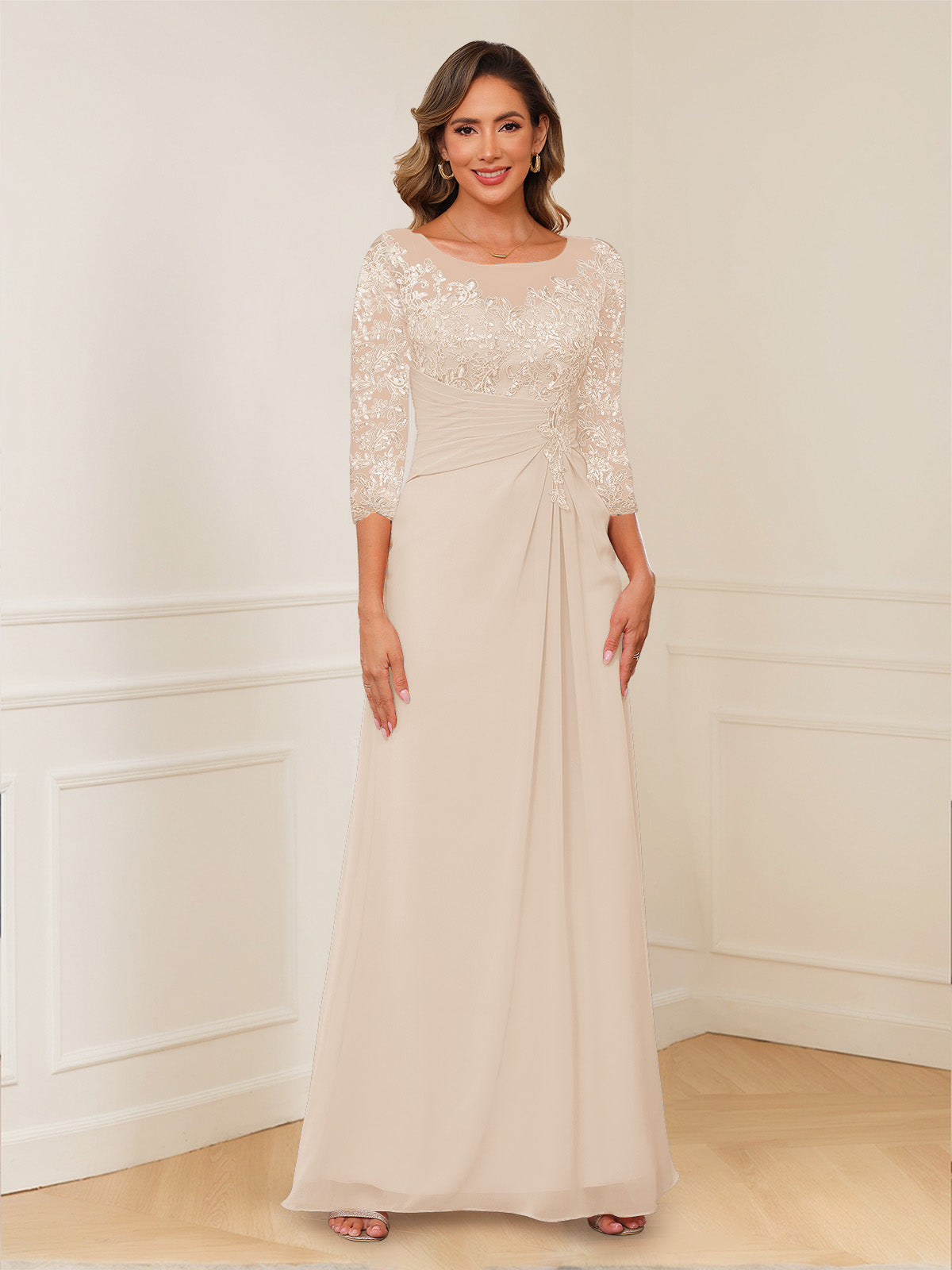 Josephine Cove Champagne back view mother of the bride dress