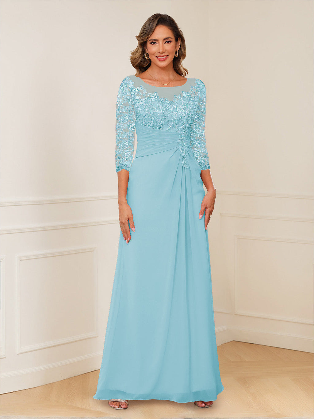 Josephine Cove Sky Blue back view mother of the bride dress