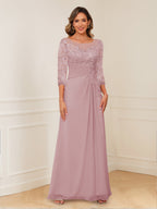 Rosalie mauve front view mother of the bride dress