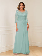 Rosalie pool blue front view mother of the bride dress