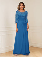 Josephine Cove Ocean Blue front view mother of the bride dress