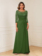 Rosalie olive green front view mother of the bride dress