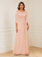 Josephine Cove Peach front view mother of the bride dress