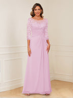 Rosalie rose pink front view mother of the bride dress
