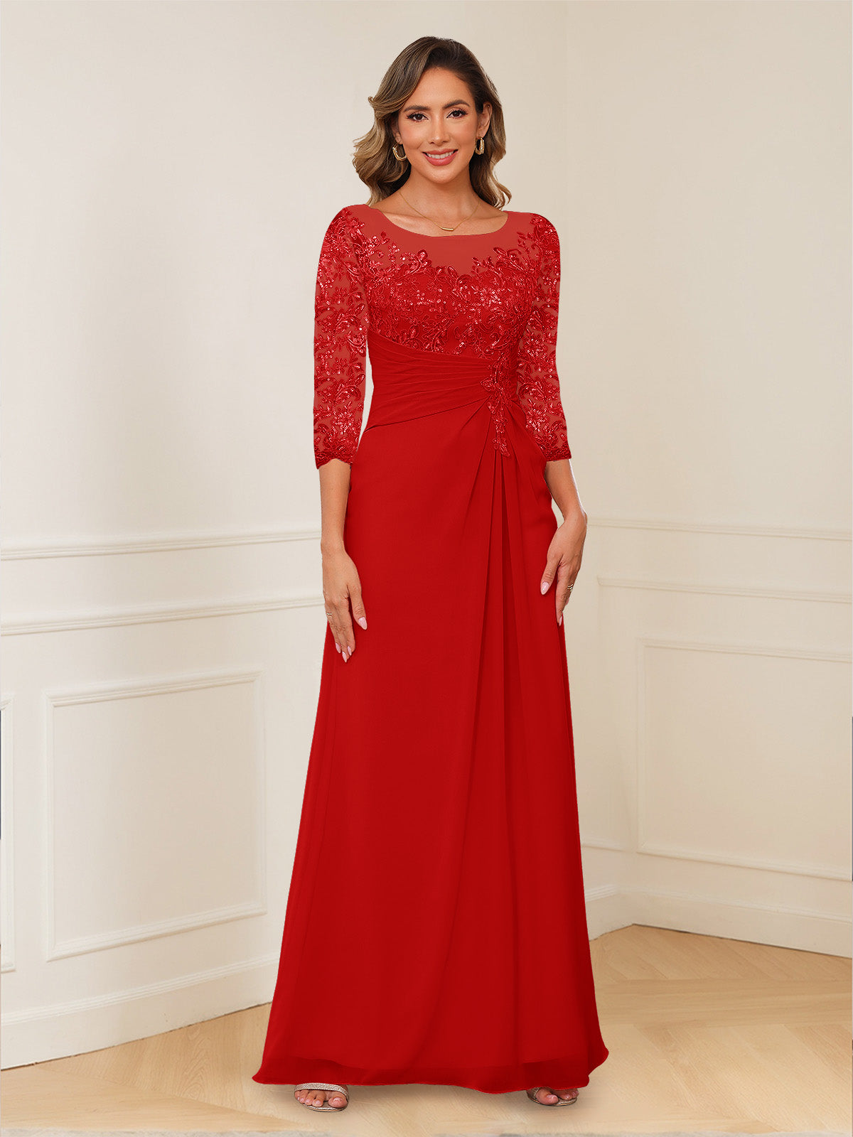Josephine Cove Red front view mother of the bride dress