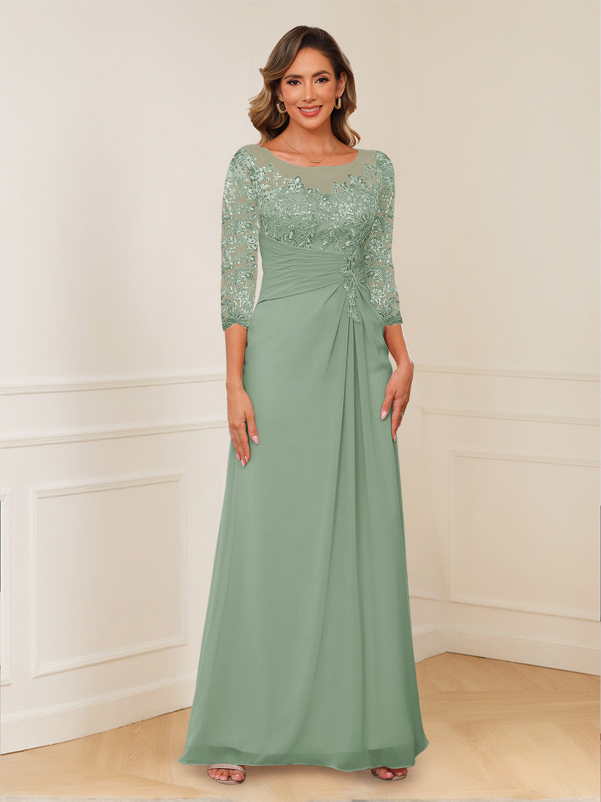 Rosalie sage green alternate front view 2 mother of the bride dress