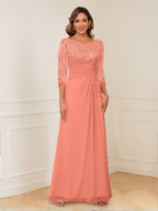 Josephine Cove Coral back view mother of the bride dress