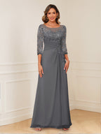 Josephine Cove Steel Grey front view mother of the bride dress