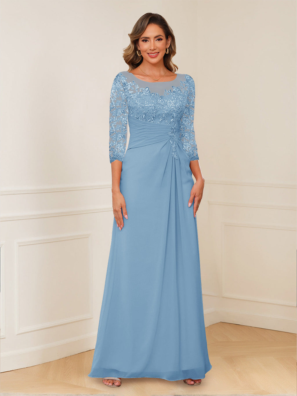Josephine Cove Sky Blue side view mother of the bride dress
