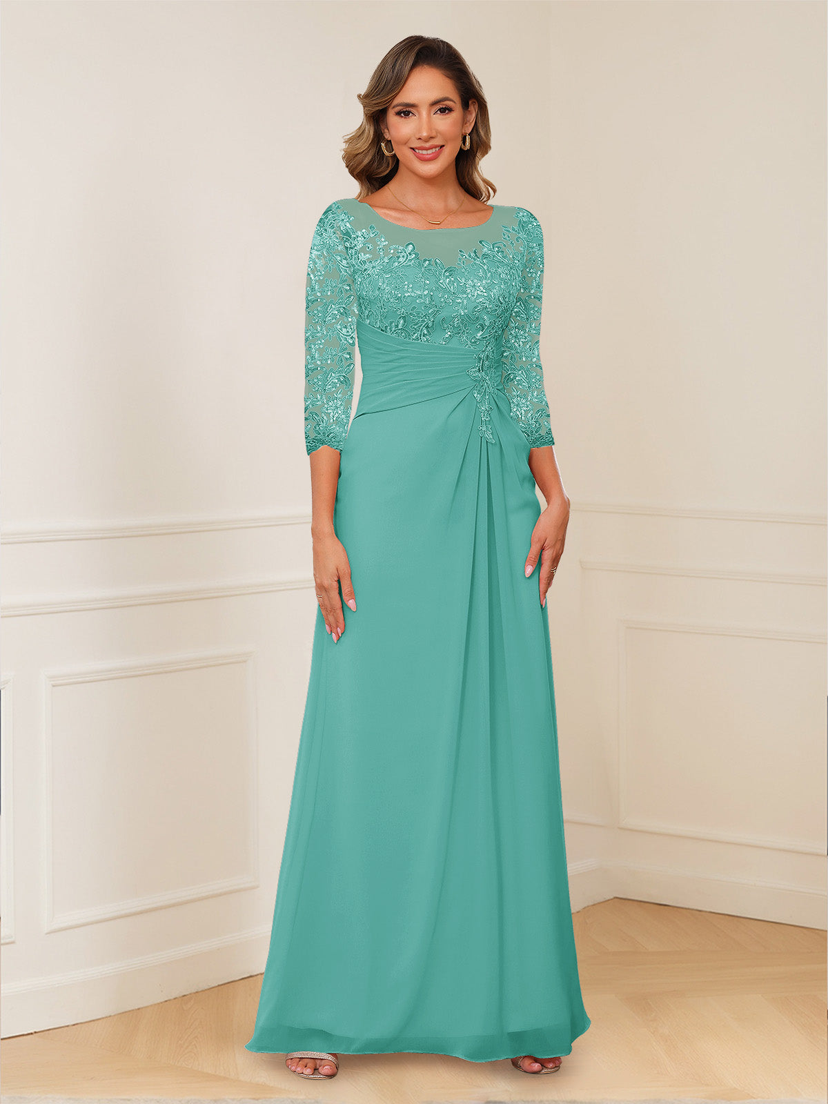 Rosalie pool blue alternate front view 3 mother of the bride dress