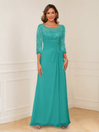 Rosalie turquoise front view mother of the bride dress