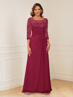 Josephine Cove Burgundy side view mother of the bride dress