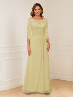 Rosalie yellow front view mother of the bride dress